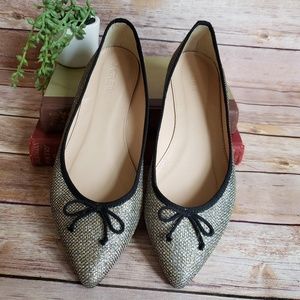 J Crew Gemma Glitter & Bow Flats 7 EUC